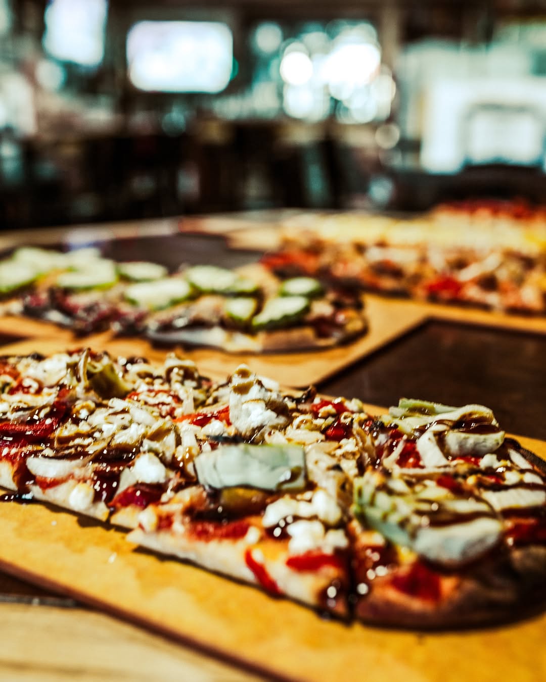 Flatbread pizza fresh from the kitchen